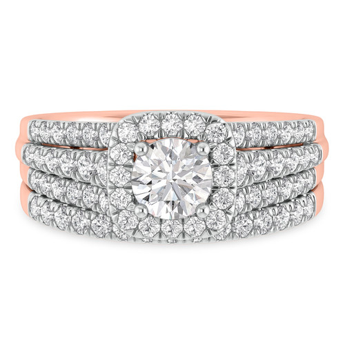 Photo of Davi 1 1/2 ct tw. Lab Grown Round Solitaire Bridal Set 10K Rose Gold [BR1678R-L070]