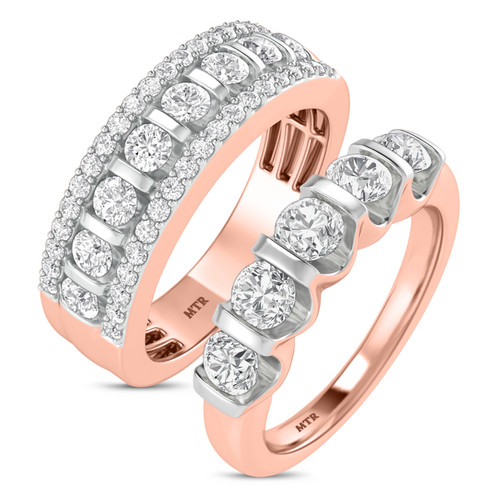 Photo of Florens 2 ct tw. Lab Grown Diamond His and Hers Matching Wedding Band Set 14K Rose Gold [WB1683R]