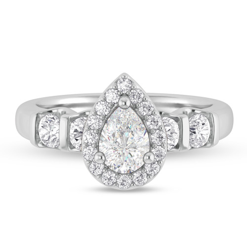 Photo of Florens 1 1/2 ct tw. Lab Grown Pear Solitaire Engagement Ring 14K White Gold [BT1683WE-M070]