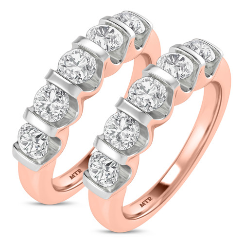 Photo of Florens 1 1/2 ct tw. Lab Grown Diamond Same Sex Ladies Band Set 10K Rose Gold [WL1683R]