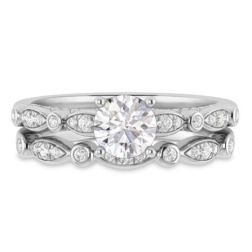 Photo of Effie 1 1/2 ct tw. Lab Grown Round Solitaire Diamond Bridal Ring Set 10K White Gold [BR1662W-L095]
