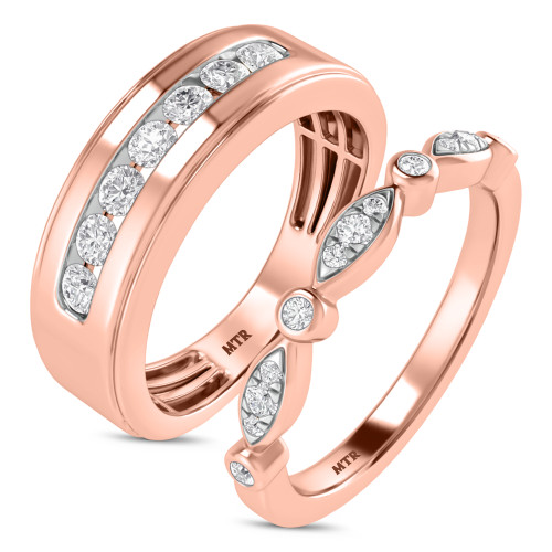 Photo of Effie 2/3 ct tw. Lab Grown Diamond His and Hers Matching Wedding Band Set 10K Rose Gold [WB1662R]