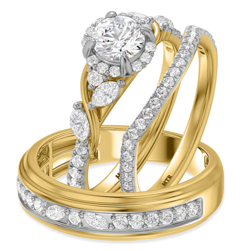 Photo of Poul 1 1/2 ct tw. Lab Grown Round Solitaire Trio Set 14K Yellow Gold [BT1670Y-L060]