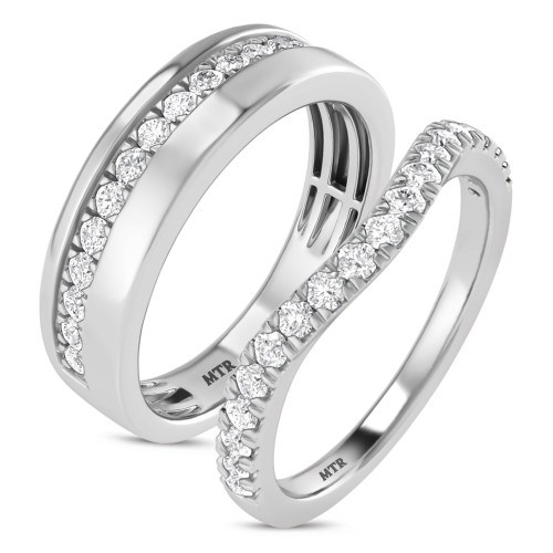 Photo of Daisy 3/4 ct tw. Lab Grown Diamond His and Hers Matching Wedding Band Set 10K White Gold [WB1659W]
