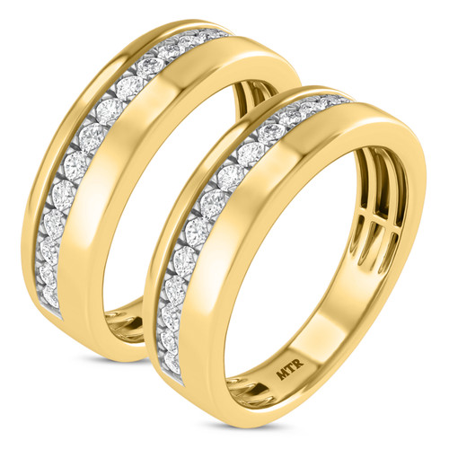 Photo of Daisy 3/8 ct tw. Lab Grown Diamond Same Sex Mens Band Set 10K Yellow Gold [WM1659Y]