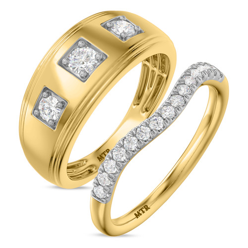 Photo of Nino 7/8 ct tw. Lab Grown Diamond Wedding Band Set 10K Yellow Gold [WB1680Y]