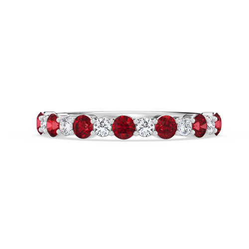 Photo of Agustin 3/4 Cttw Lab Grown Diamond and Lab Grown Ruby Ladies Wedding Band 10K White Gold [BT1973WL]