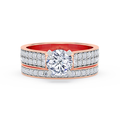 Photo of Gedel 1 3/4 ct tw. Lab Grown Round Solitaire Diamond Bridal Ring Set 10K Rose Gold [BR1415R-L095]