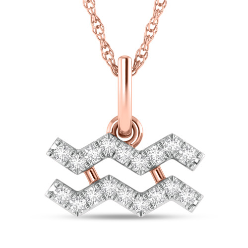 Photo of Zodiac Aquarius 1/20 Carat T.W. Lab Grown Diamond Pendant 10K Rose Gold [CP1722R]
