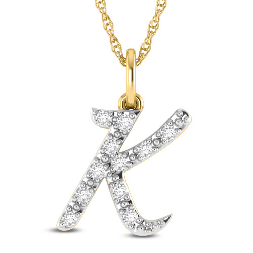 Photo of Kalki "K" 1/8 Carat T.W. Lab Grown Diamond Pendant 10K Yellow Gold [CP1741Y]