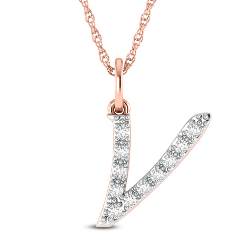 Photo of Aabha "V" 1/8 CT. T.W. Lab Grown Diamond Pendant 14K Rose Gold [CP1752R]
