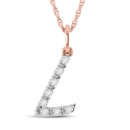 Photo of Lavanya "L" 1/10 CT. T.W. Lab Grown Diamond Pendant 10K Rose Gold [CP1742R]