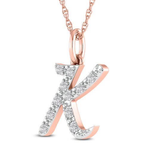 Photo of Kalki "K" 1/8 CT. T.W. Lab Grown Diamond Pendant 10K Rose Gold [CP1741R]