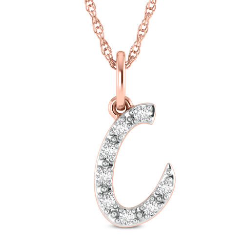 Photo of Cabe "C" 1/10 CT. T.W. Lab Grown Diamond Pendant 10K Rose Gold [CP1733R]