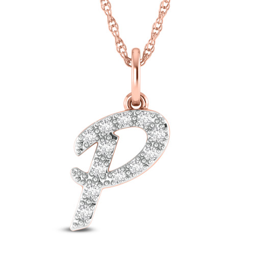 Photo of Aabha "P" 1/8 Carat T.W. Lab Grown Diamond Pendant 10K Rose Gold [CP1746R]