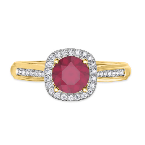 Photo of Delphine 1 1/4 CT. T.W. Ruby and diamond Engagement Ring 14K Yellow Gold [BT2080YE-C000]