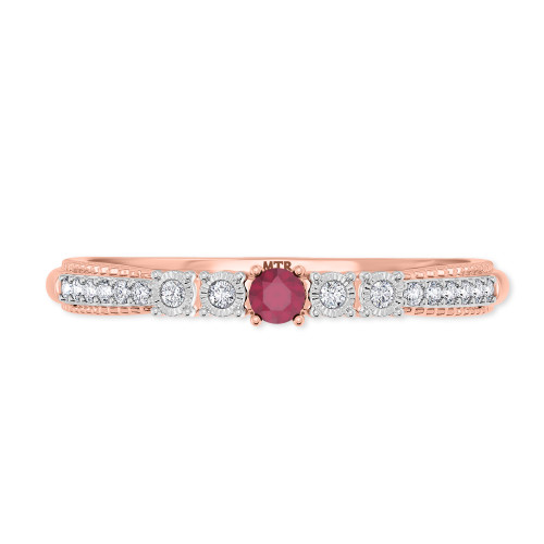 Photo of Magnol 1/6 CT. T.W. Ruby and Diamond Ladies Wedding Band  10K Rose Gold [BT2086RL]