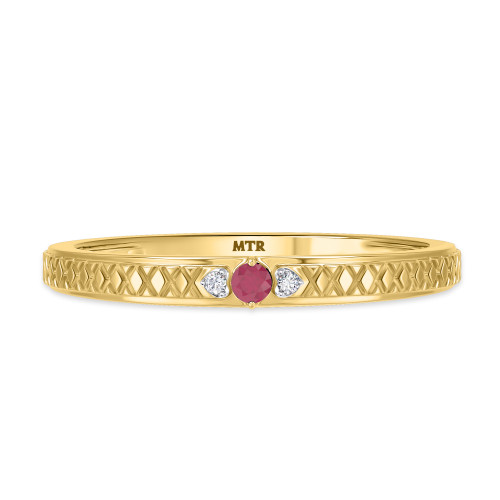 Photo of Manuka 1/15 CT. T.W. Ruby and Diamond Ladies Wedding Band  10K Yellow Gold [BT2089YL]