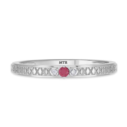 Photo of Manuka 1/15 CT. T.W. Ruby and Diamond Ladies Wedding Band 10K White Gold [BT2089WL]