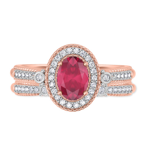 Photo of Magnol 1 CT. T.W. Oval Solitaire Bridal Set 14K Rose Gold [BR2086R-C000]