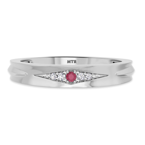 Photo of Irit 1/15 Carat T.W. Ruby and Diamond Mens Wedding Band  10K White Gold [BT2078WM]