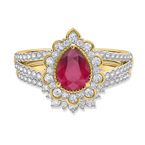 Photo of Kana 2 1/6 Carat T.W. Pear Solitaire Bridal Set 14K Yellow Gold [BR2068Y-C000]