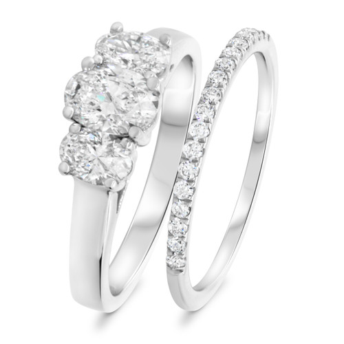 Photo of Eleana 1 1/10 Carat T.W. Oval Solitaire Bridal Set 10K White Gold [BR354W-V045]