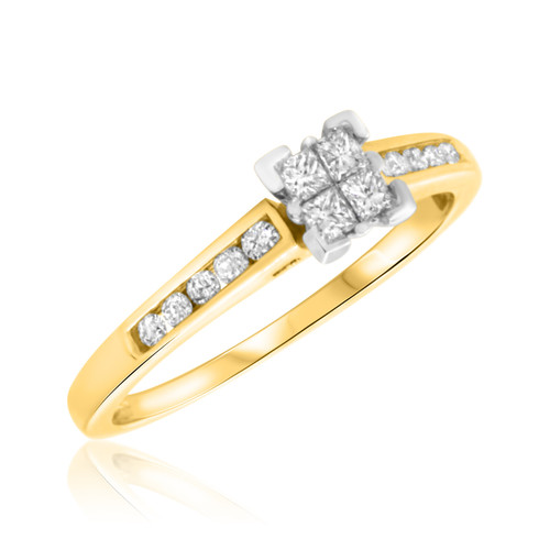 Photo of Norah 1/3 ct tw. Princess Cluster Engagement Ring 14K White Gold [BT589WE-C000]