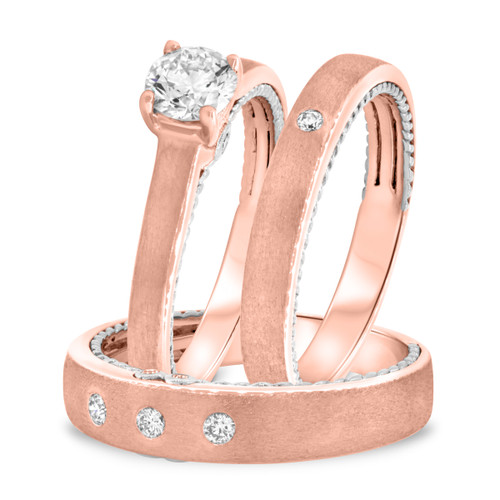 Photo of Eternally 3/4 ct tw. Round Solitaire Diamond Matching Trio Ring Set 10K Rose Gold [BT460R-C000]