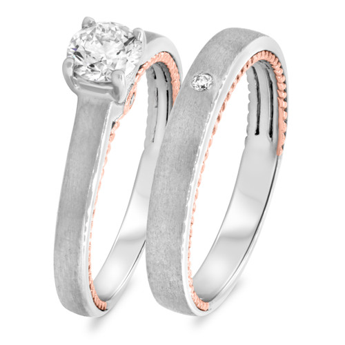 Photo of Eternally 5/8 ct tw. Round Solitaire Diamond Bridal Ring Set 10K White Gold [BR460W-C000]