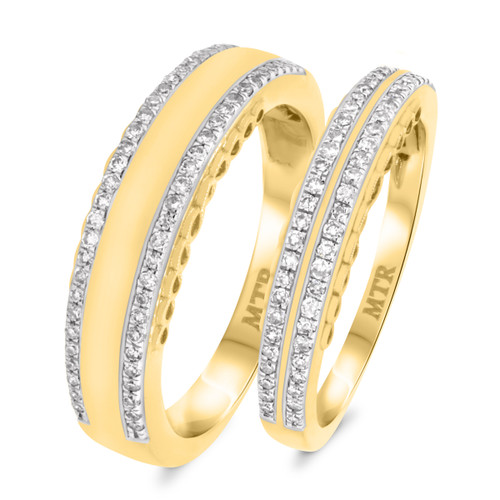 Photo of Zohra 1/2 ct tw. Diamond His and Hers Matching Wedding Band Set 14K Yellow Gold [WB218Y]