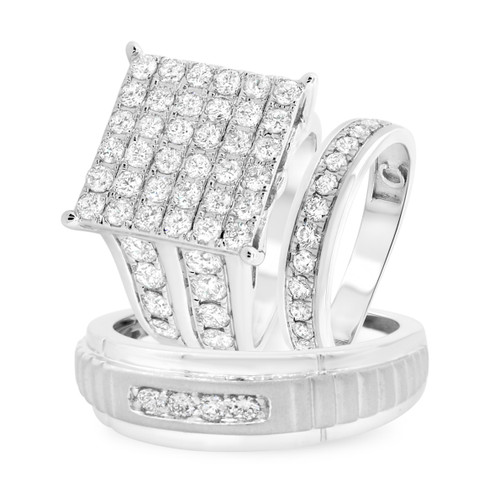 Photo of Esme 3 1/2 ct tw. Diamond Princess Cluster Trio Set 14K White Gold [BT408W-C000]