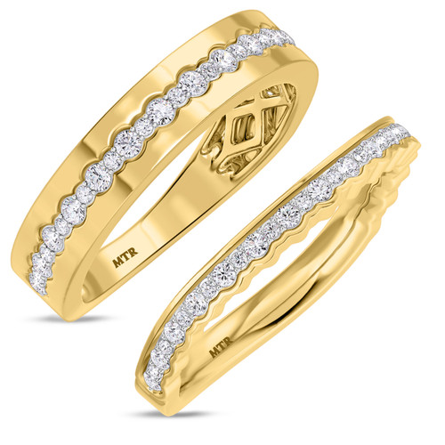 Photo of Hailee 1 1/10 ct tw. Lab Grown Diamond His and Hers Matching Wedding Band Set 14K Yellow Gold [WB1424Y]