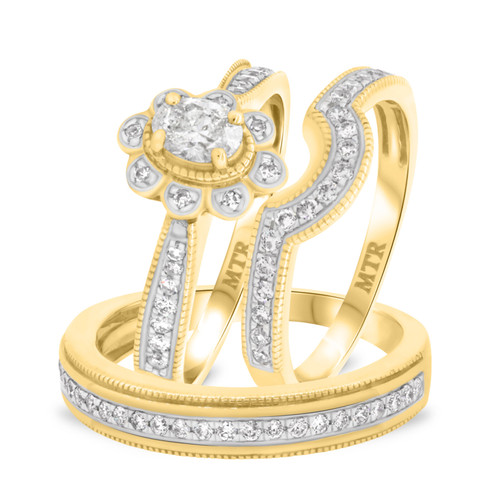 Photo of Lyla 7/8 ct tw. Oval Solitaire Trio Set 10K Yellow Gold [BT212Y-C000]