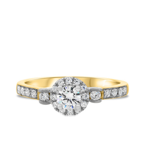 Photo of Ella 1 ct tw. Round Solitaire Diamond Matching Trio Ring Set 10K Yellow Gold [BT685YE-C000]