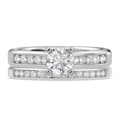 Photo of Samaria 1 1/6 Carat T.W. Round Solitaire Bridal Set 10K White Gold [BR371W-R070]