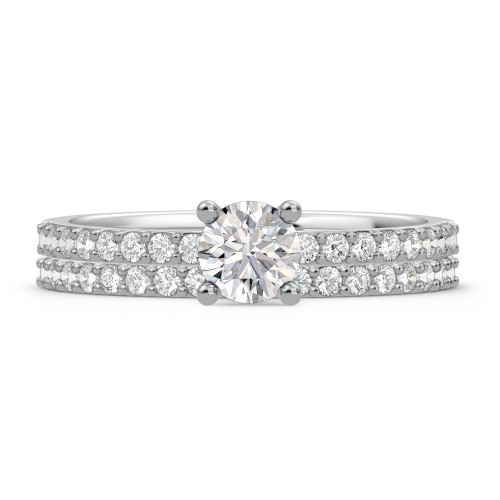 Photo of Keanu 1 ct tw. Round Solitaire Diamond Bridal Ring Set 10K White Gold [BR373W-R045]