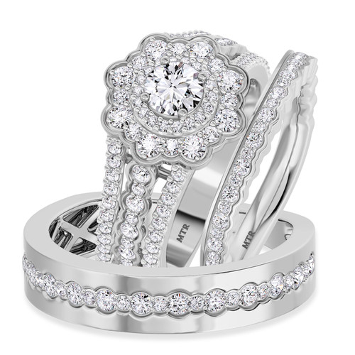 Photo of Hailee 3 1/2 ct tw. Lab Grown Round Solitaire Trio Set 14K White Gold [BT1424W-L070]