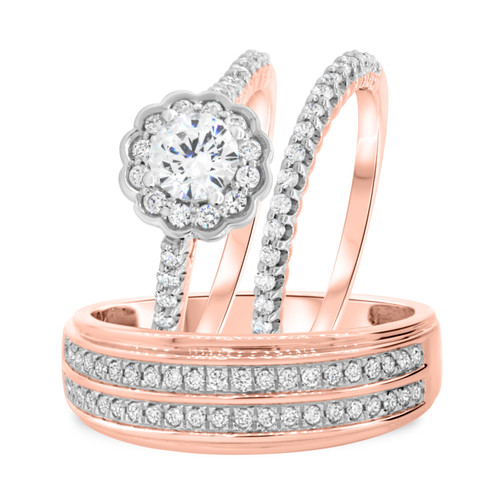 Photo of Bree 1 1/5 ct tw. Round Solitaire Trio Set 14K Rose Gold [BT697R-R045]