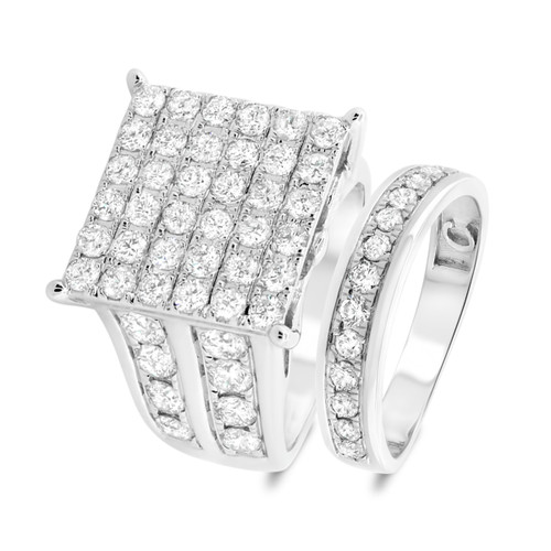 Photo of Esme 3 1/3 Carat T.W. Diamond Princess Cluster Bridal Set 14K White Gold [BR408W-C000]