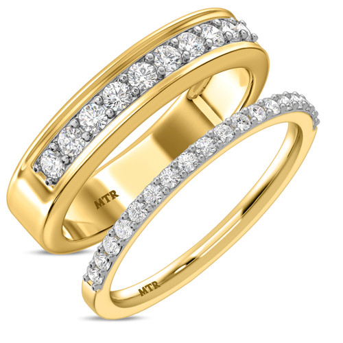 Photo of Keanu 7/8 ct tw. Diamond His and Hers Matching Wedding Band Set 10K Yellow Gold [WB373Y]