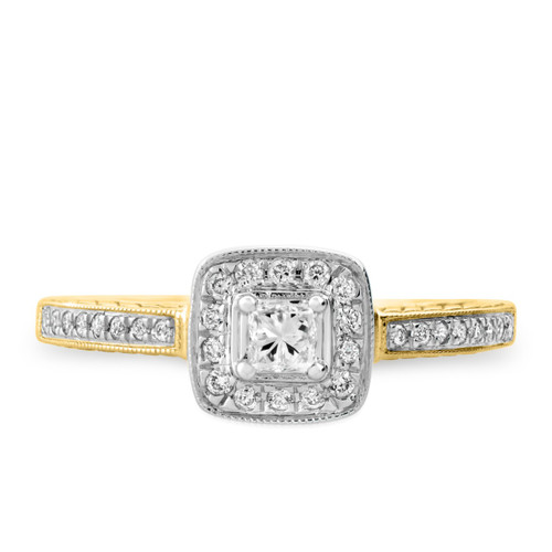Photo of Allure 1/2 CT. T.W. Cushion Solitaire Bridal Set 14K Yellow Gold [BT580YE-C000]