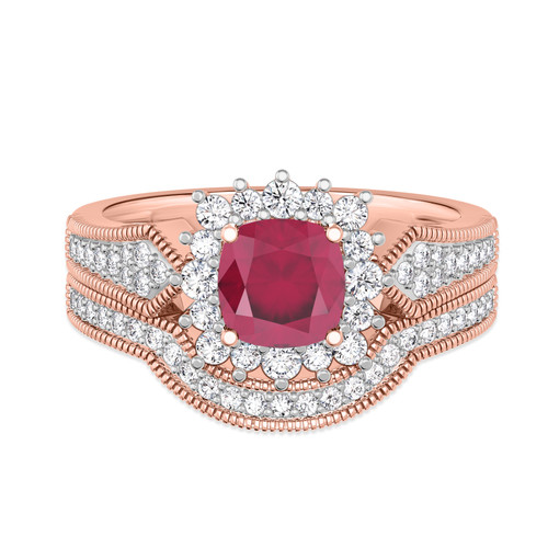 Photo of Kassia 1 3/8 Carat T.W. Cushion Solitaire Bridal Set 10K Rose Gold [BR2085R-C000]