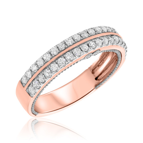 Photo of Palmer 3/4 ct tw. Mens Diamond Wedding Band 10K Rose Gold [BT451RM]
