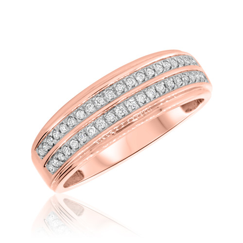Photo of Carson 1/3 ct tw. Mens Diamond Wedding Band 10K Rose Gold [BT682RM]