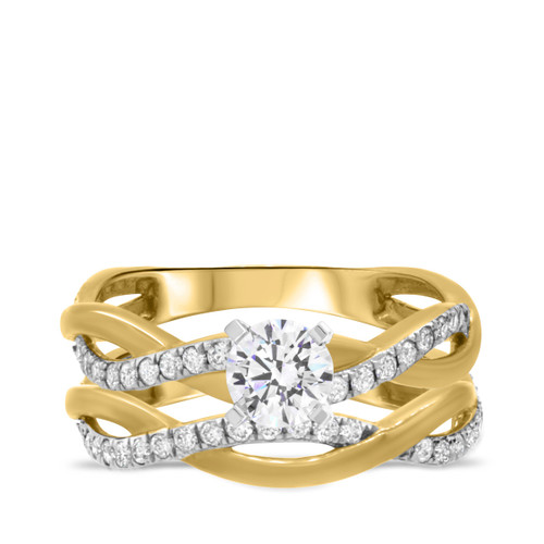 Photo of Aldric 1 1/5 ct tw. Lab Grown Round Solitaire Bridal Set 14K Yellow Gold [BR5861Y-L070]