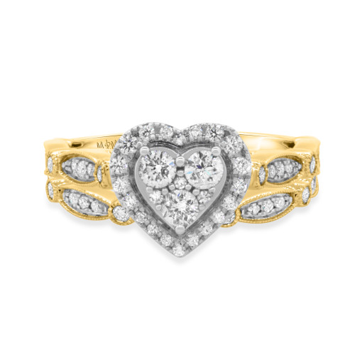 Photo of Sisu 1 CT. T.W. Heart Cluster Bridal Set 14K Yellow Gold [BR471Y-C000]