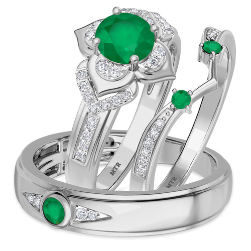 Photo of Clema 1 1/2 ct tw. Round Solitaire Trio Set 10K White Gold [BT2151W-C000]