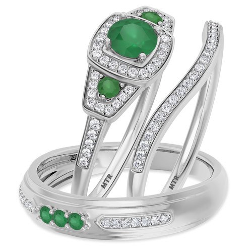 Photo of Diantha 1 1/4 ct tw. Round Solitaire Trio Set 14K White Gold [BT2149W-C000]