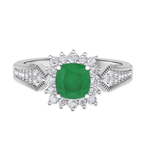 Photo of Kassia 1 1/4 CT. T.W. Emerald and diamond Engagement Ring 14K White Gold [BT2155WE-C000]
